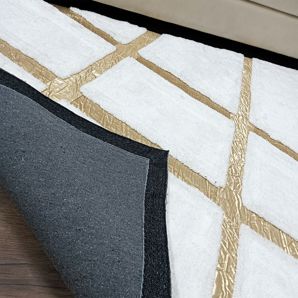 Avioni Divine Collection | Luxury Golden Touch With White Soft And Plush Living Room Rugs | Different Sizes | Carpet for Living Room