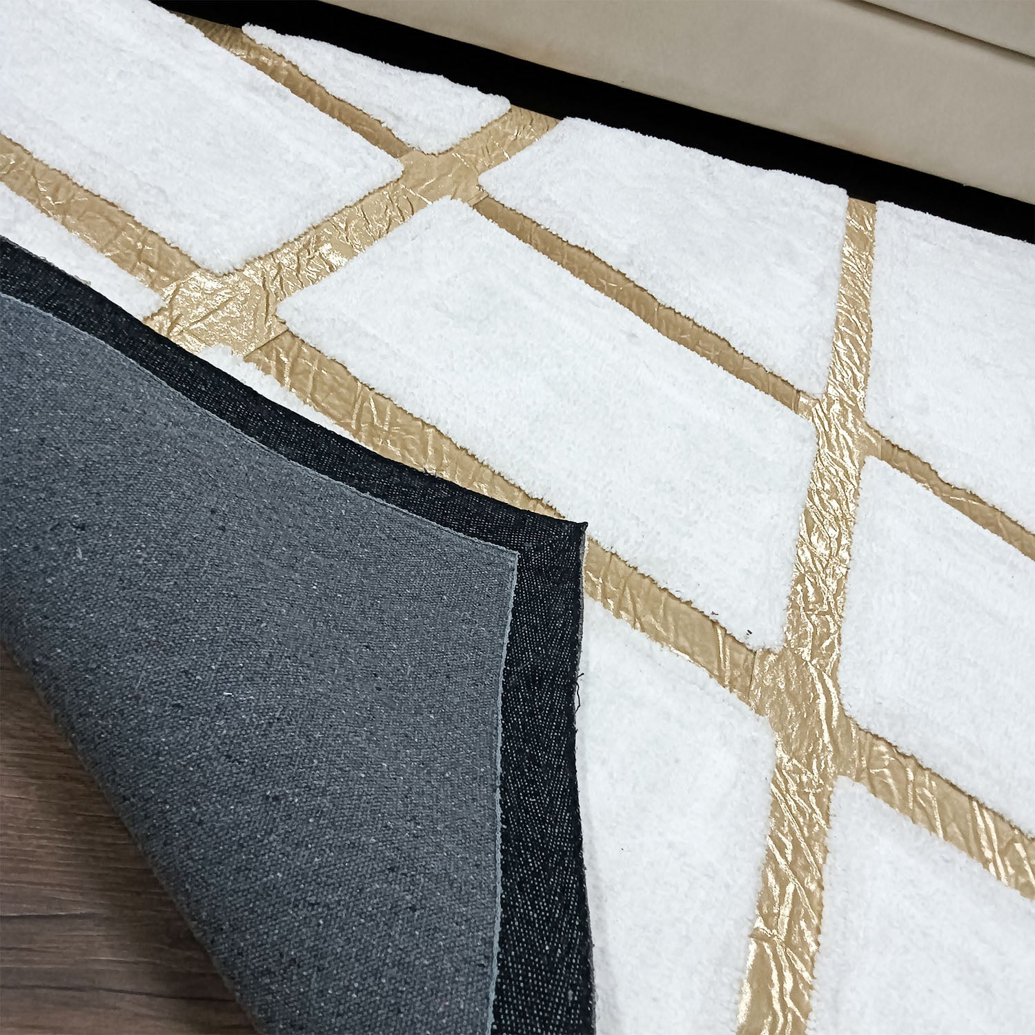 Avioni Divine Collection | Luxury Golden Touch With White Soft And Plush Living Room Rugs | Different Sizes | Carpet for Living Room