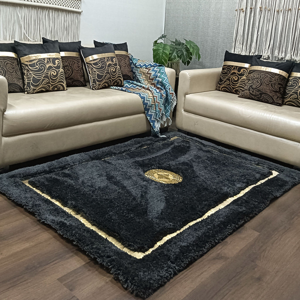 Avioni Divine Collection | Luxury Golden Touch With Black  Soft And Plush Handmade Living Room Rugs | Different Sizes | Carpet for Living Room