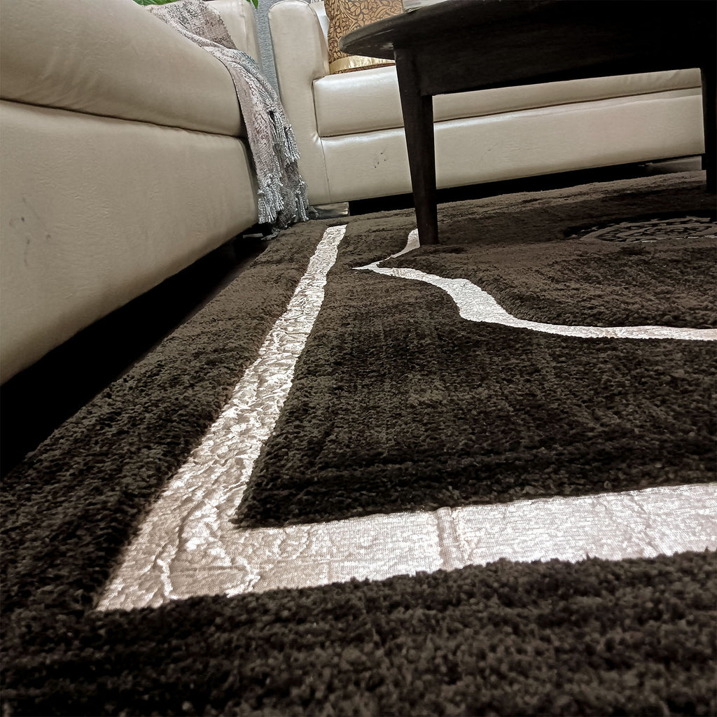 Avioni Divine Collection | Luxury Golden Touch With Coffee Ethnic Design Soft And Plush Handmade Living Room Rugs | Different Sizes | Carpet for Living Room