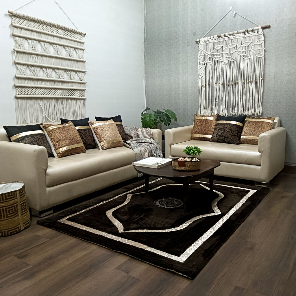 Avioni Divine Collection | Luxury Golden Touch With Coffee Ethnic Design Soft And Plush Handmade Living Room Rugs | Different Sizes | Carpet for Living Room