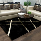 Avioni Divine Collection | Luxury Golden Touch With Black Cross Soft And Plush Handmade Living Room Rugs | Different Sizes | Carpet for Living Room