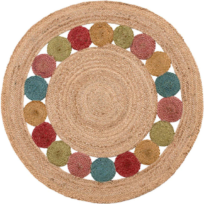 Avioni Home Eco Collection Round Jute Carpet – Braided Eco-friendly Circular Area Rug