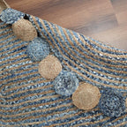 Avioni Home Contemporary Collection -Handmade Jeans With Jute Round Tikki Oval Shaped – Multiple Sizes