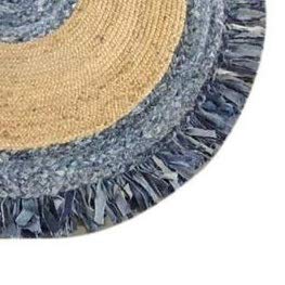 Denim With Jute Designer Carpet – Braided Area Rugs – Round Rug Handmade- Avioni