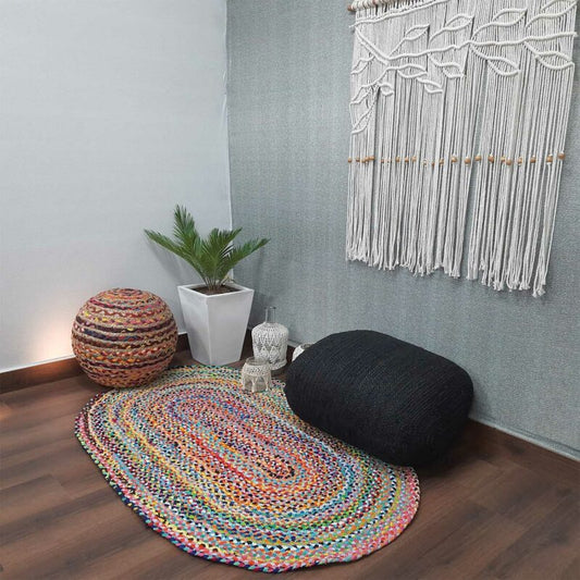 Chindi Carpet – Braided Area Rugs – Oval Chindi Cotton – 90×150 cm (~3 Feet X 5 Feet) – Avioni