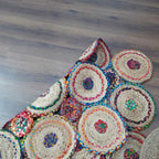 Avioni Home Contemporary Collection -Eco-friendly Jute Handmade Braided Area Rug -Multicolour Tikki Design