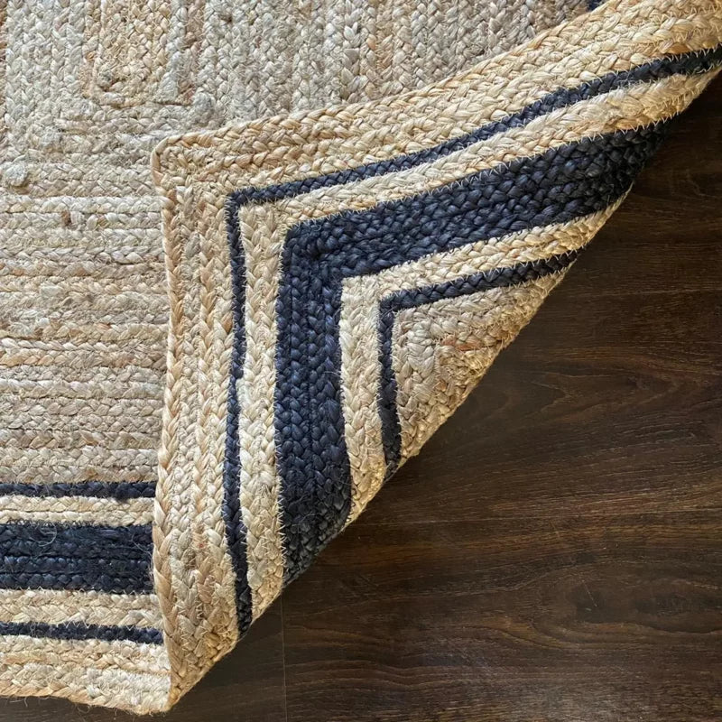 Jute (Natural and Dyed Jute) Handmade Braided Rugs | Natural & Black Jute Area Rug | Avioni- Premium Collection