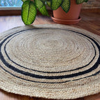Avioni Natural Jute With Black Border Braided Carpet Eco Friendly-Multicolour Boho Collection-Multiple Sizes