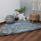 Avioni Home Contemporary Collection -Handmade Jeans With Jute Round Tikki – Multiple Sizes