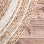 Avioni Braided Natural Jute and Cotton Ecofriendly Carpet Round-Boho Collection-Multiple Sizes
