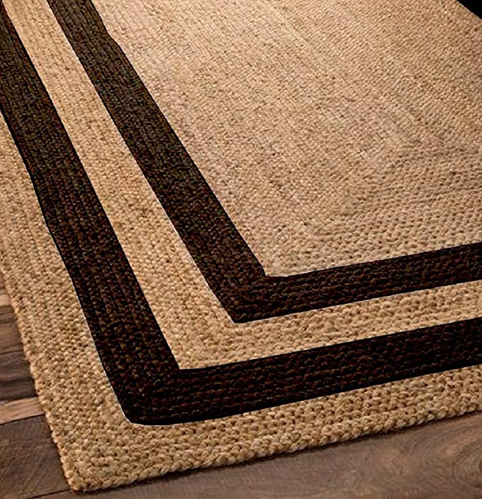 Jute (Natural and Dyed Jute) Handmade Braided Rugs | Natural & Black Jute Area Rug | Avioni- Premium Collection