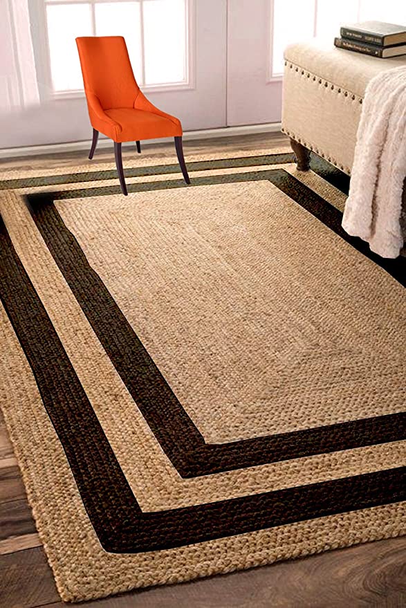 Jute (Natural and Dyed Jute) Handmade Braided Rugs | Natural & Black Jute Area Rug | Avioni- Premium Collection