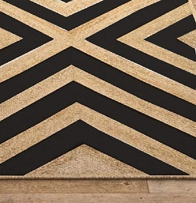 Jute (Natural and Dyed Jute) Handmade Braided Rugs | Natural & Black C ...