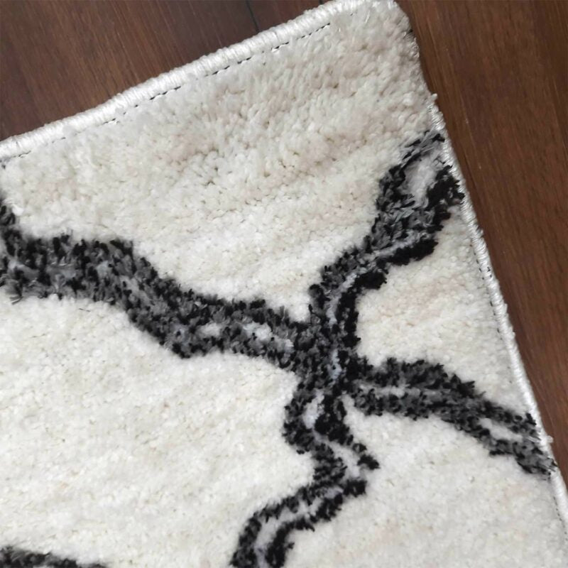 Avioni Atlas Collection- Micro Moroccan Lattice Carpets In White and Black Double Shade