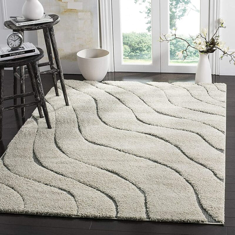 Avioni Atlas Collection- Micro Moroccan Waves Carpet In Cream And Gray-Different Sizes