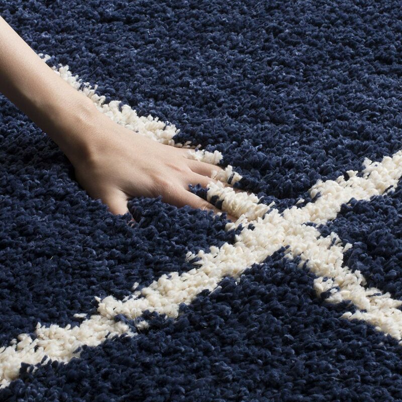 Avioni Atlas Collection- Micro Blue Moroccon Diamond Carpets In Blue-Different Sizes