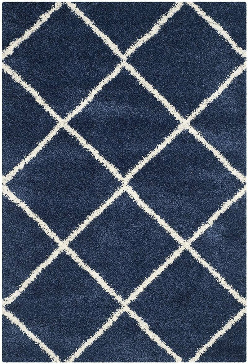 Avioni Atlas Collection- Micro Blue Moroccon Diamond Carpets In Blue-Different Sizes