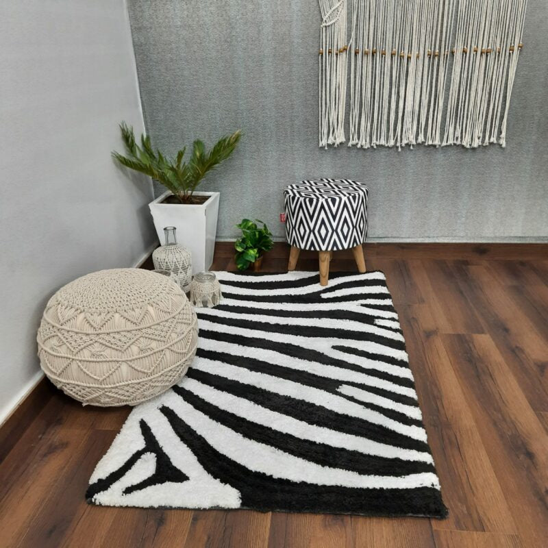 Avioni Atlas Collection- Micro Tiger Design In Black And White|Soft, Easy to Clean