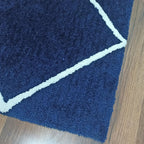 Avioni Home Atlas Collection - Moroccan Style Microfiber Carpet In Navy | Soft, Non-Slip, Easy to Clean