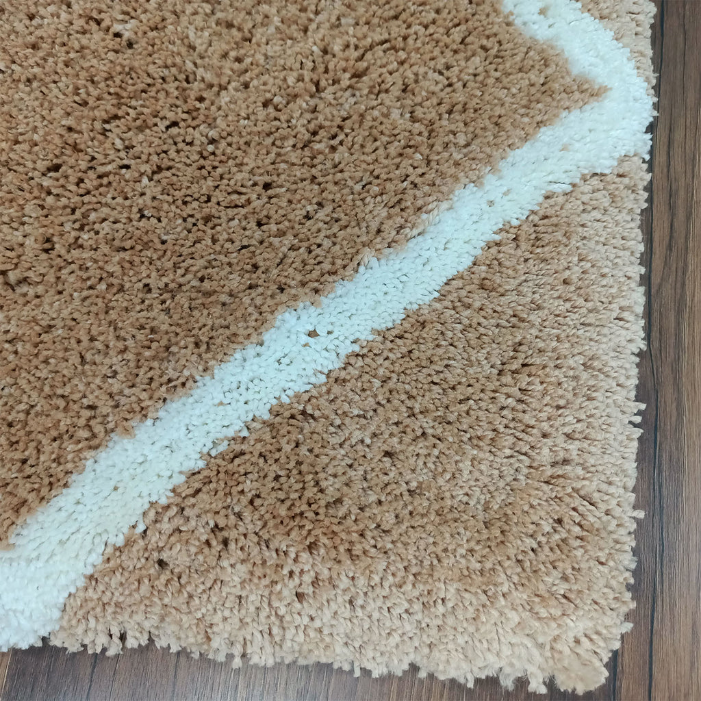 Avioni Home Atlas Collection - Moroccan Style Microfiber Carpet In Beige and White | Soft, Non-Slip, Easy to Clean