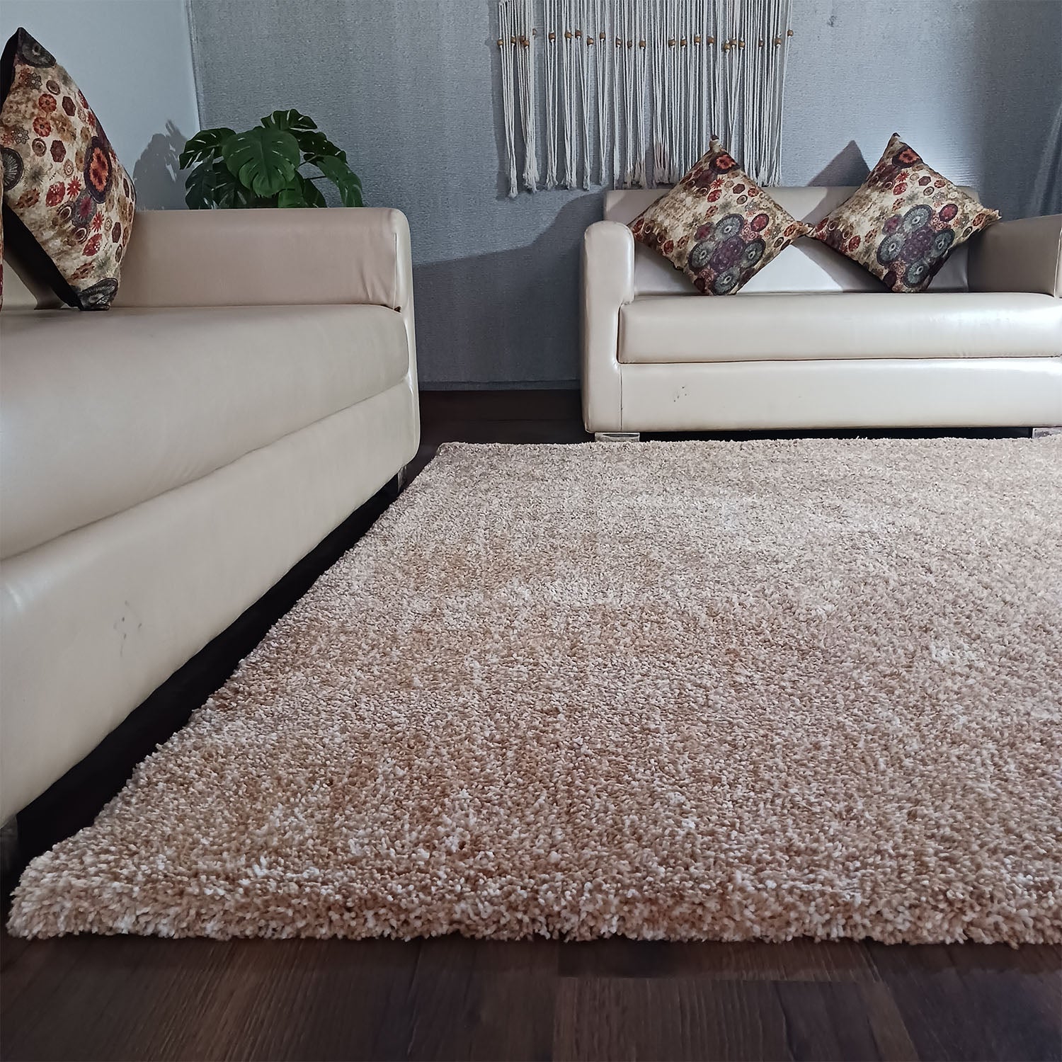 Avioni Home Atlas Collection - Microfiber Carpet In Beige & white | Soft, Easy to Clean