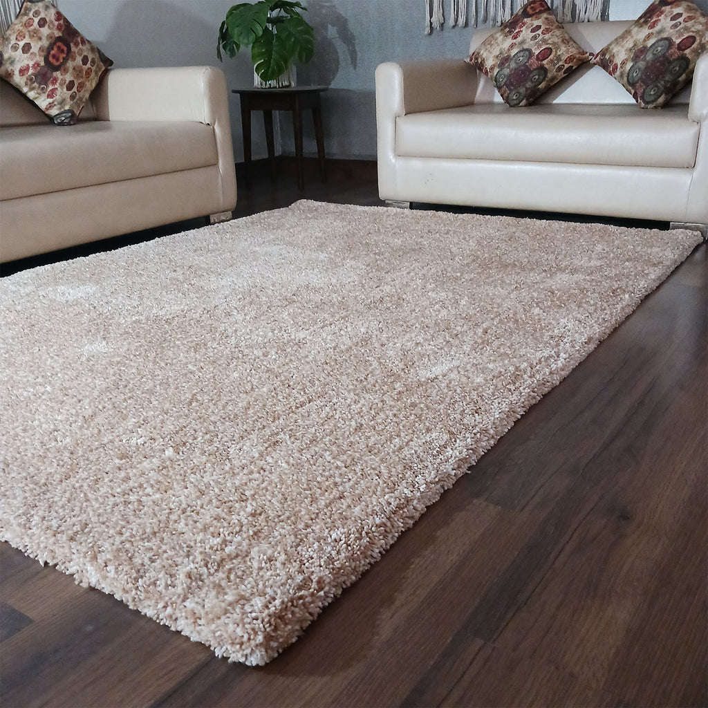 Avioni Home Atlas Collection - Microfiber Carpet In Beige & white | Soft, Easy to Clean