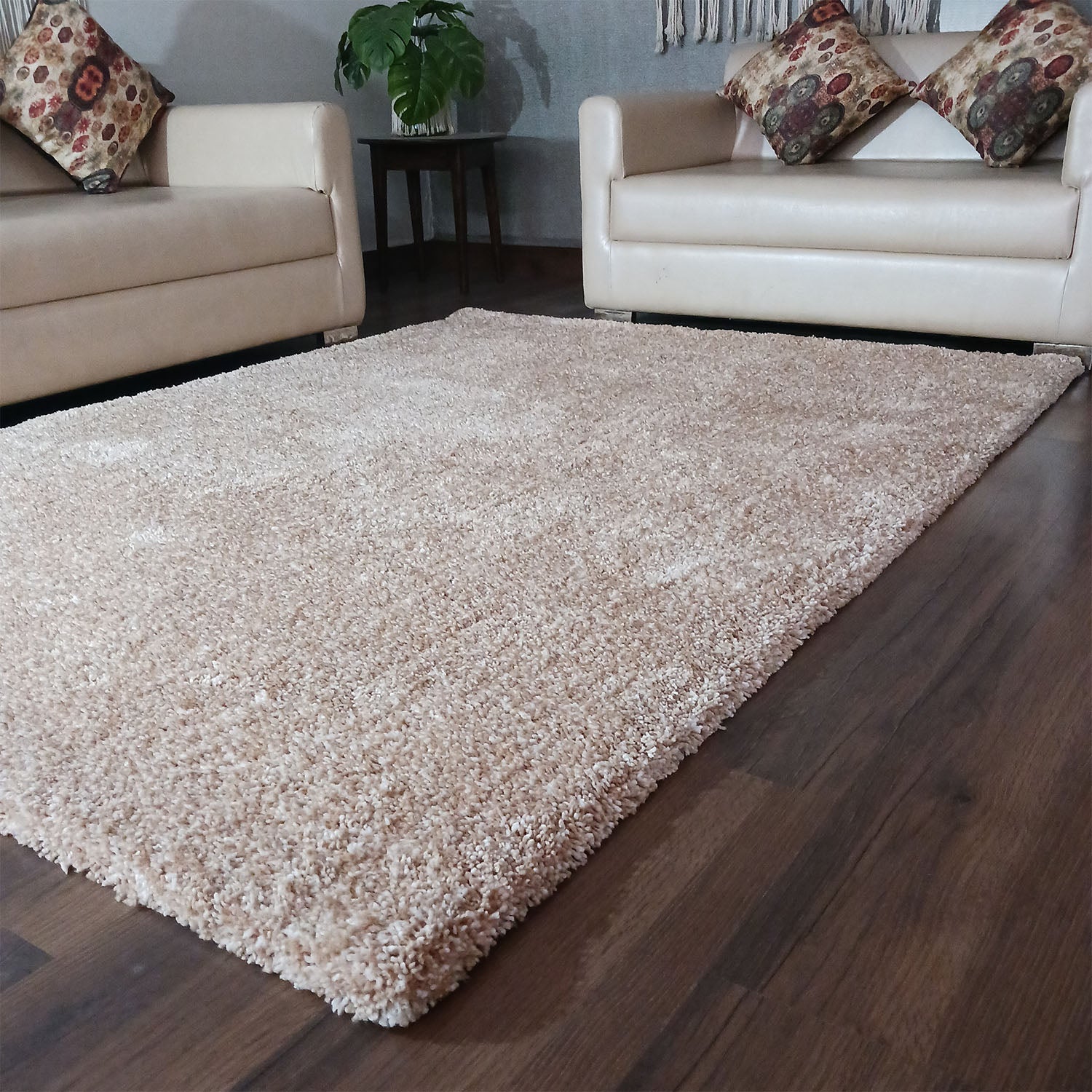 Avioni Home Atlas Collection - Microfiber Carpet In Beige & white | Soft, Easy to Clean