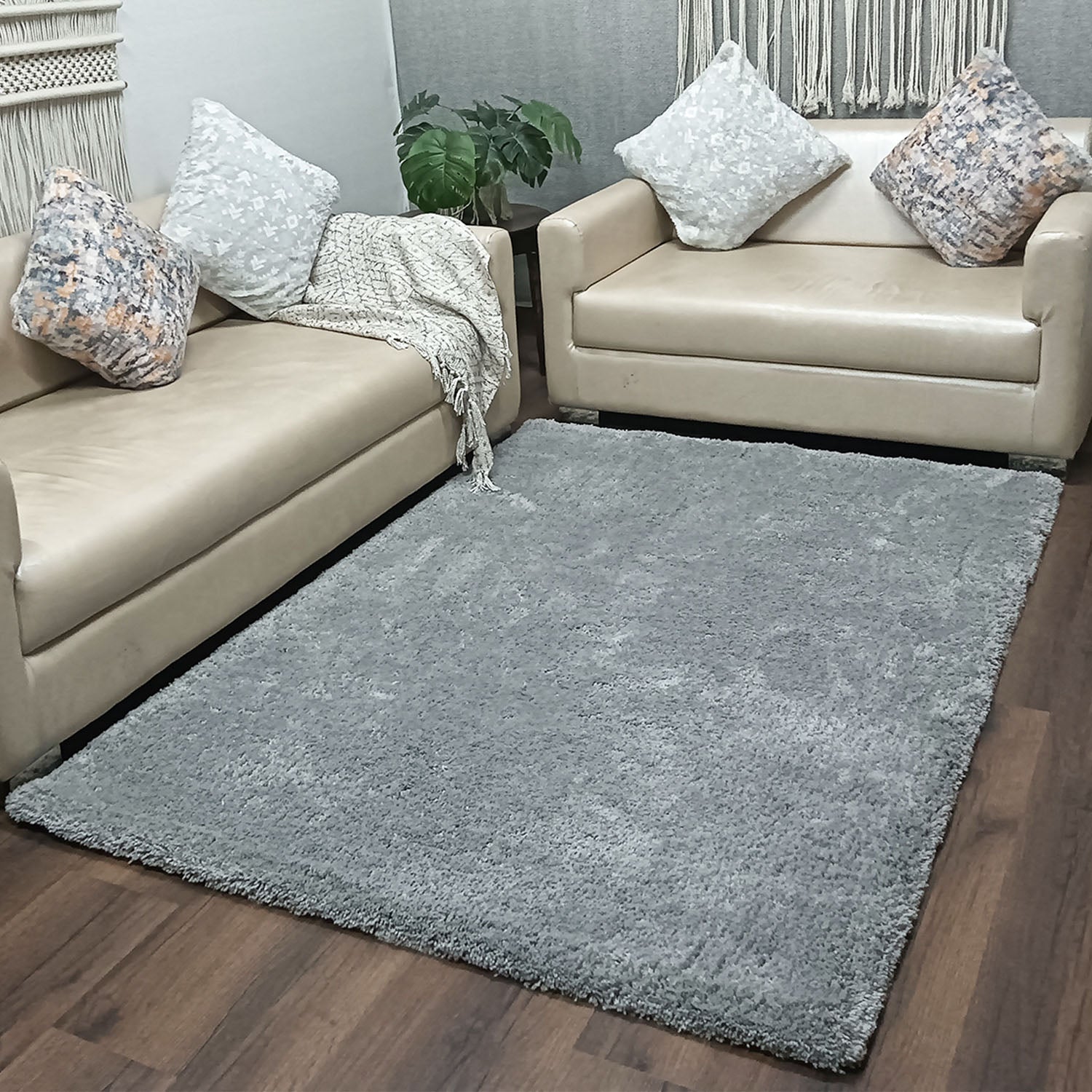 Avioni Home Atlas Collection - Microfiber Carpet In Plain Grey | Soft, Easy to Clean