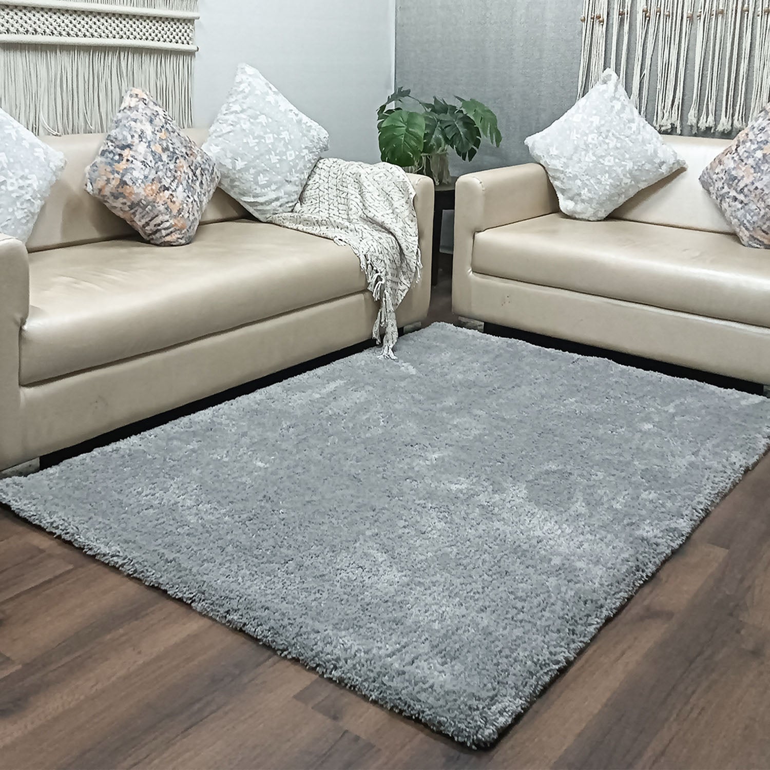 Avioni Home Atlas Collection - Microfiber Carpet In Plain Grey | Soft, Easy to Clean