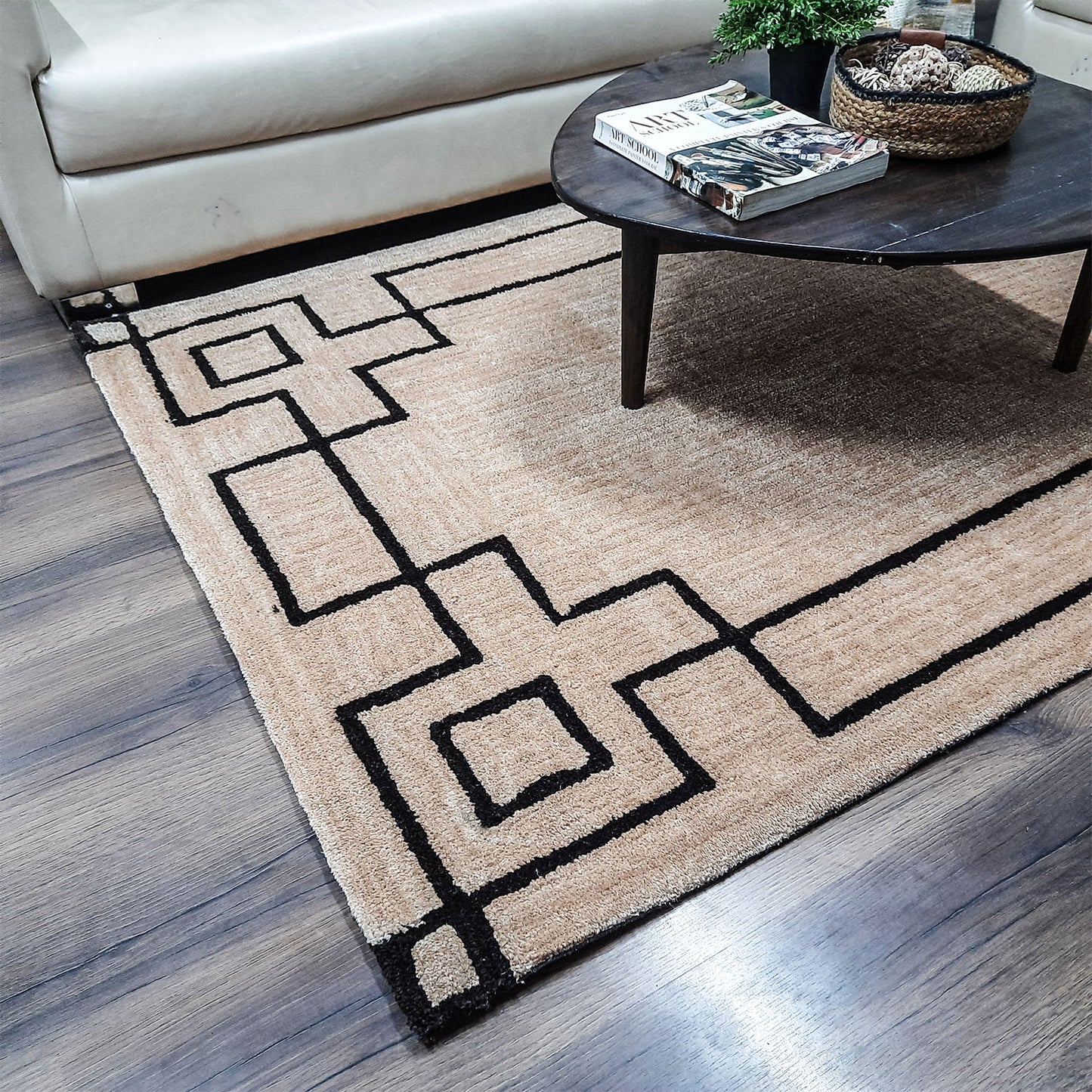 Avioni Luxury Collection- Plush Luxury Beige and CoffeeTone Carpet with 3d Traditional Design -Different Sizes Shaggy Fluffy Rugs and Carpet for Living Room