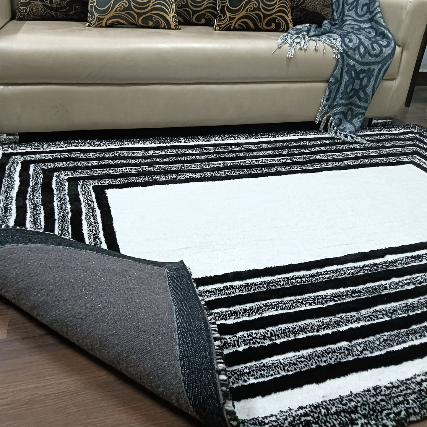 Avioni Artistry Collection|3D Modern Minimalist Multi-Color(Black and White/cream) Abstract Living Room Rugs | Different Sizes | Carpet for Living Room