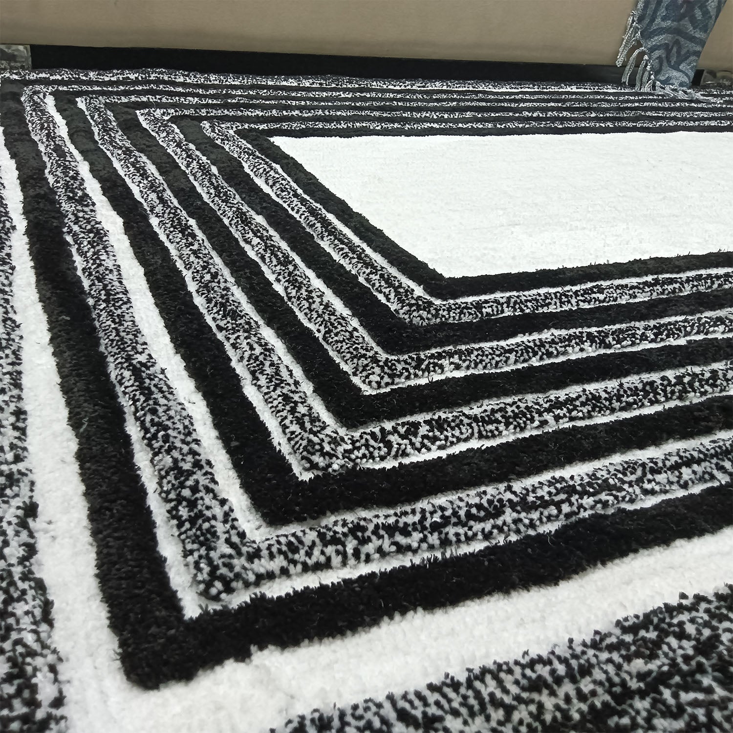 Avioni Artistry Collection|3D Modern Minimalist Multi-Color(Black and White/cream) Abstract Living Room Rugs | Different Sizes | Carpet for Living Room