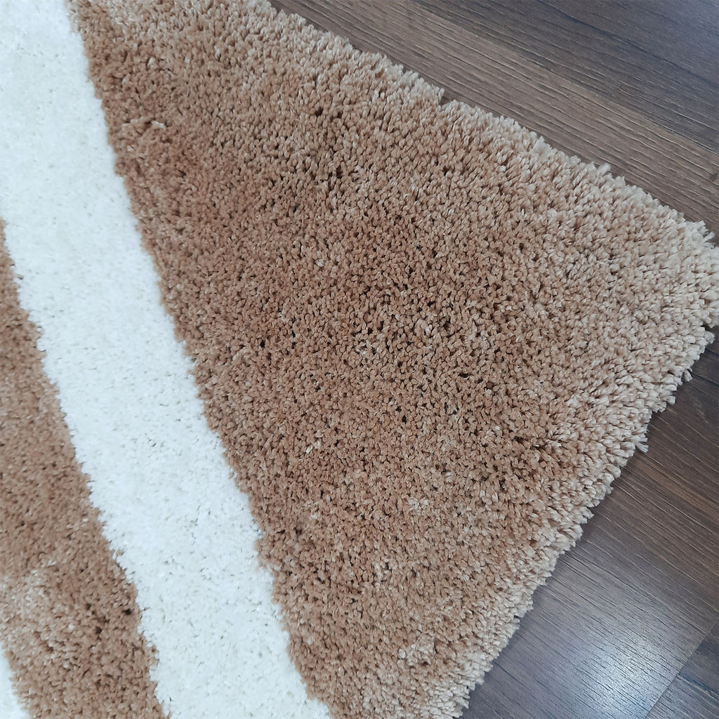 Avioni Home Atlas Collection - Moroccan Style Microfiber Carpet In Beige and White | Soft, Non-Slip, Easy to Clean