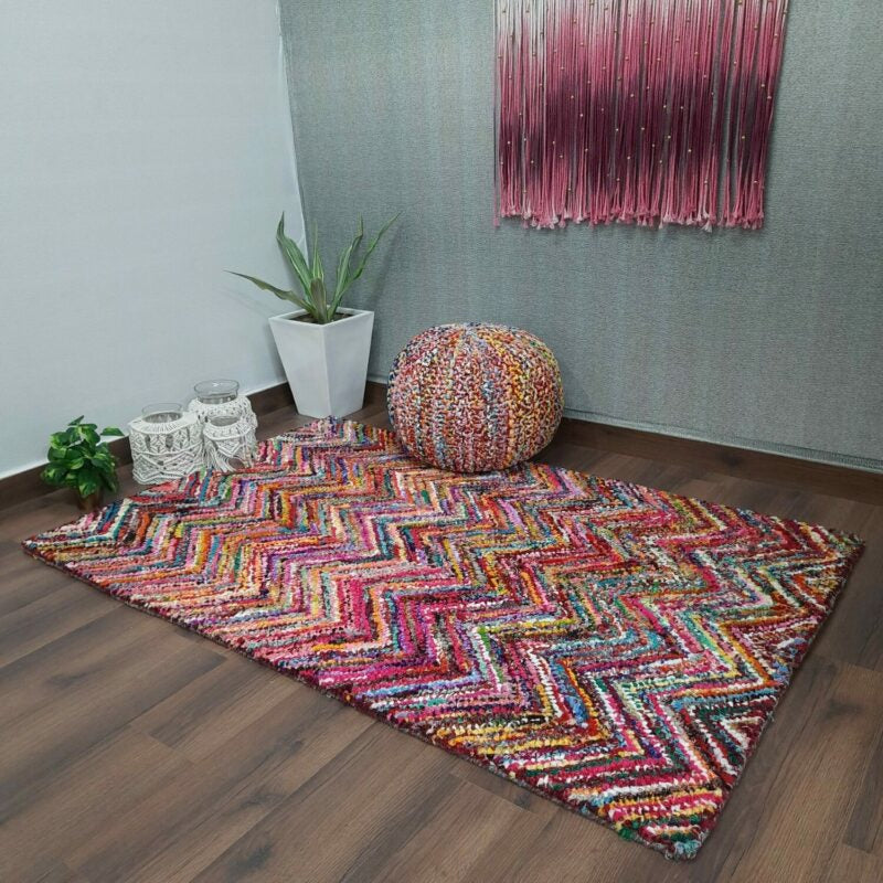 Chindi Carpet – Multicolour Cotton Carpet – 120cm x 180cm (~4×6 Feet) – Avioni