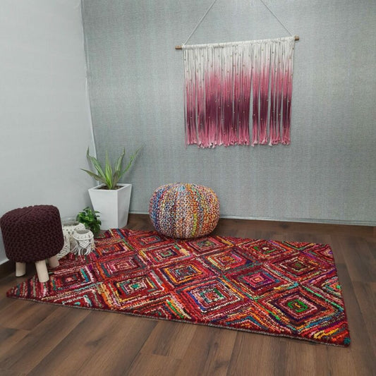 Chindi Carpet – Multicolour Cotton Carpet – 120cm x 180cm (~4×6 Feet) – Avioni