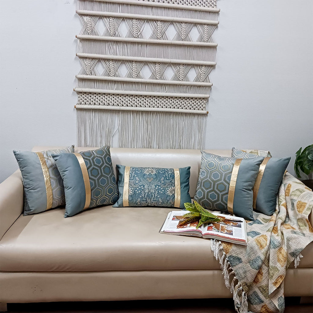 Cushion Covers Super Soft – Beautiful Golden Touch Grey Floral  – 30cm x 50cm (~12″ x 20″)