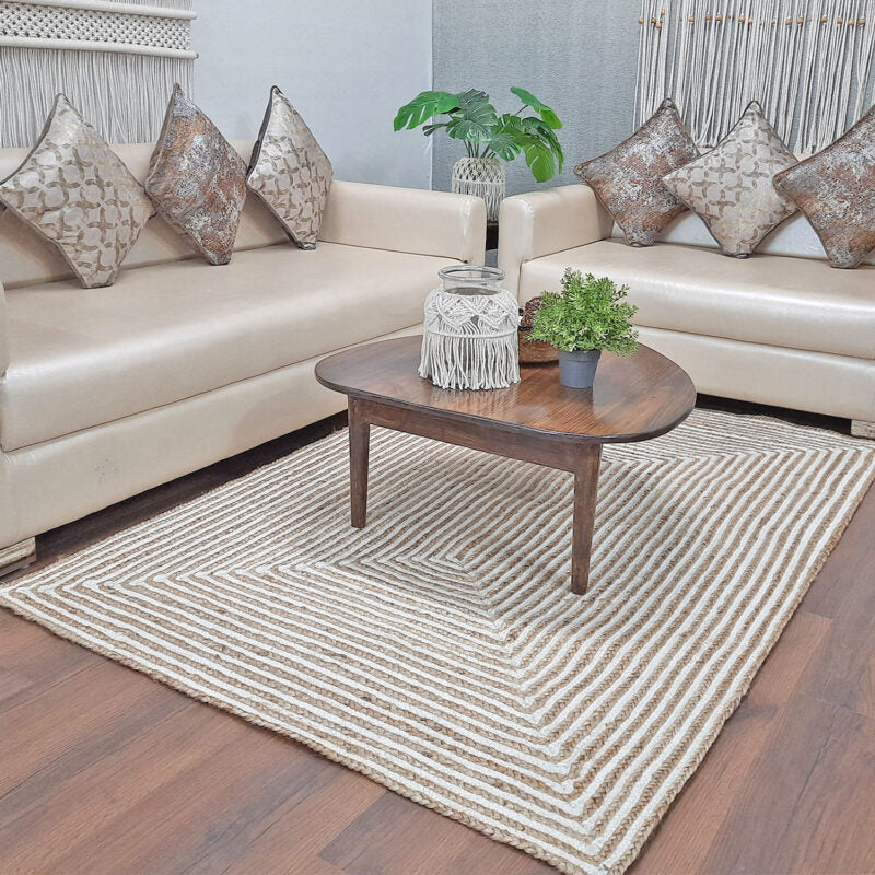 Jute (Natural and Bleached Jute) Handmade Braided Rugs | Natural & White Jute Area Rug | Avioni- Premium Collection