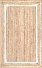 Jute (Natural and Bleached Jute) Handmade Braided Rugs | Natural & White Jute Border Area Rug | Avioni- Premium Collection