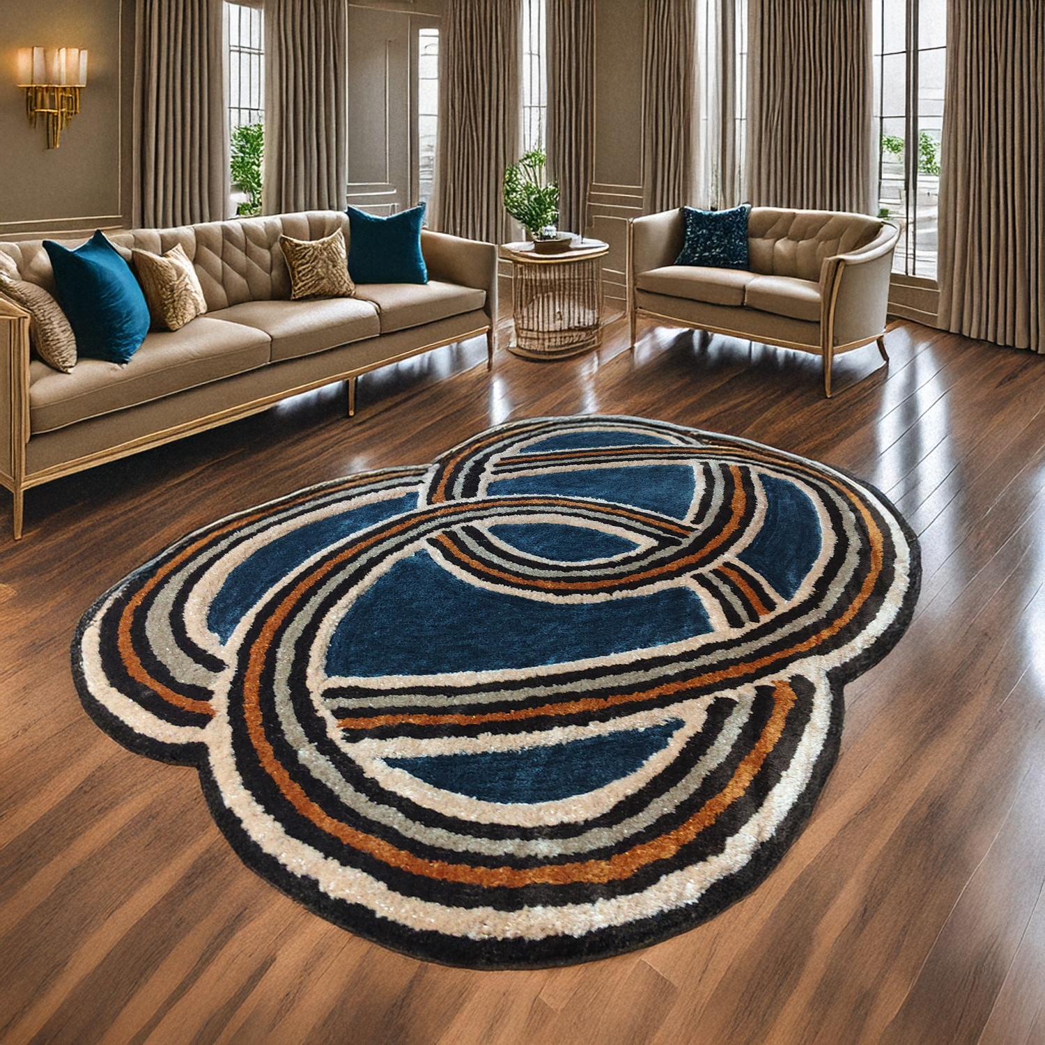 The Elevate Collection from Loomkart | The Cosmic Rings| Luxury Statement Carpets