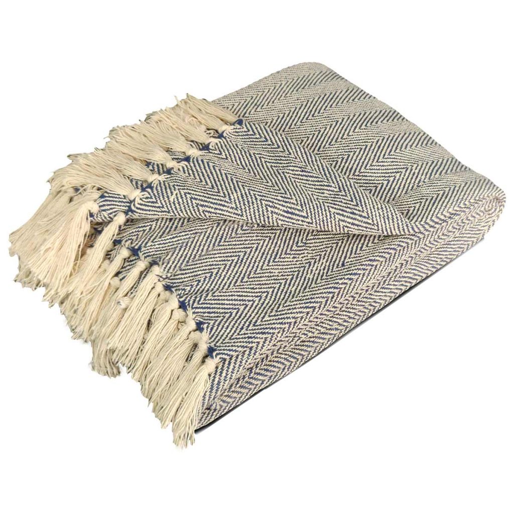 Blue Cotton Blankets |Organic Bio Washed|King Sized Double Bed In Giftable Zip Packing By Avioni-228cms x 228 cms(90×90 inches)