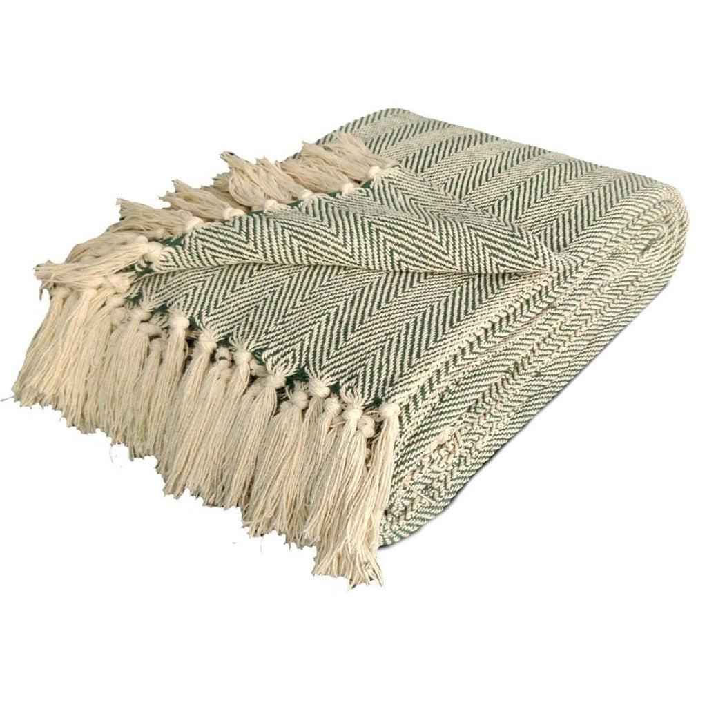 Green Cotton Blankets |Organic Bio Washed|King Sized Double Bed In Giftable Zip Packing By Avioni-228cms x 228 cms(90×90 inches)