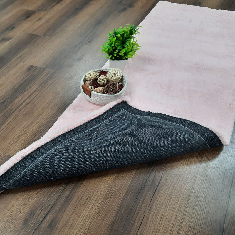 Avioni Bedside/Hallway/Pooja Carpets In Faux Fur Plain -60cm x 150cm (~2Feet x 5Feet)