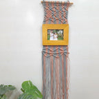Avioni Home Boho Collection – Beautifully Hand Knotted Coloured Macrame Hanging With-21×25 Cms (8×10 Inch) Pine wood