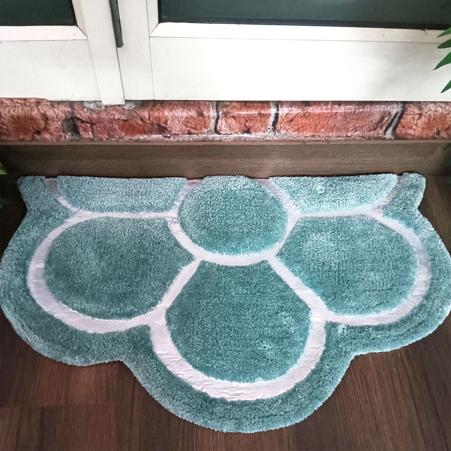 Avioni Divine Collection | Luxury Golden/Silver Touch Tufted Rug In Beautiful Flower Soft And Plush Handmade Door Mats | Pooja Mats | BathMats -45 cms x 75 cms