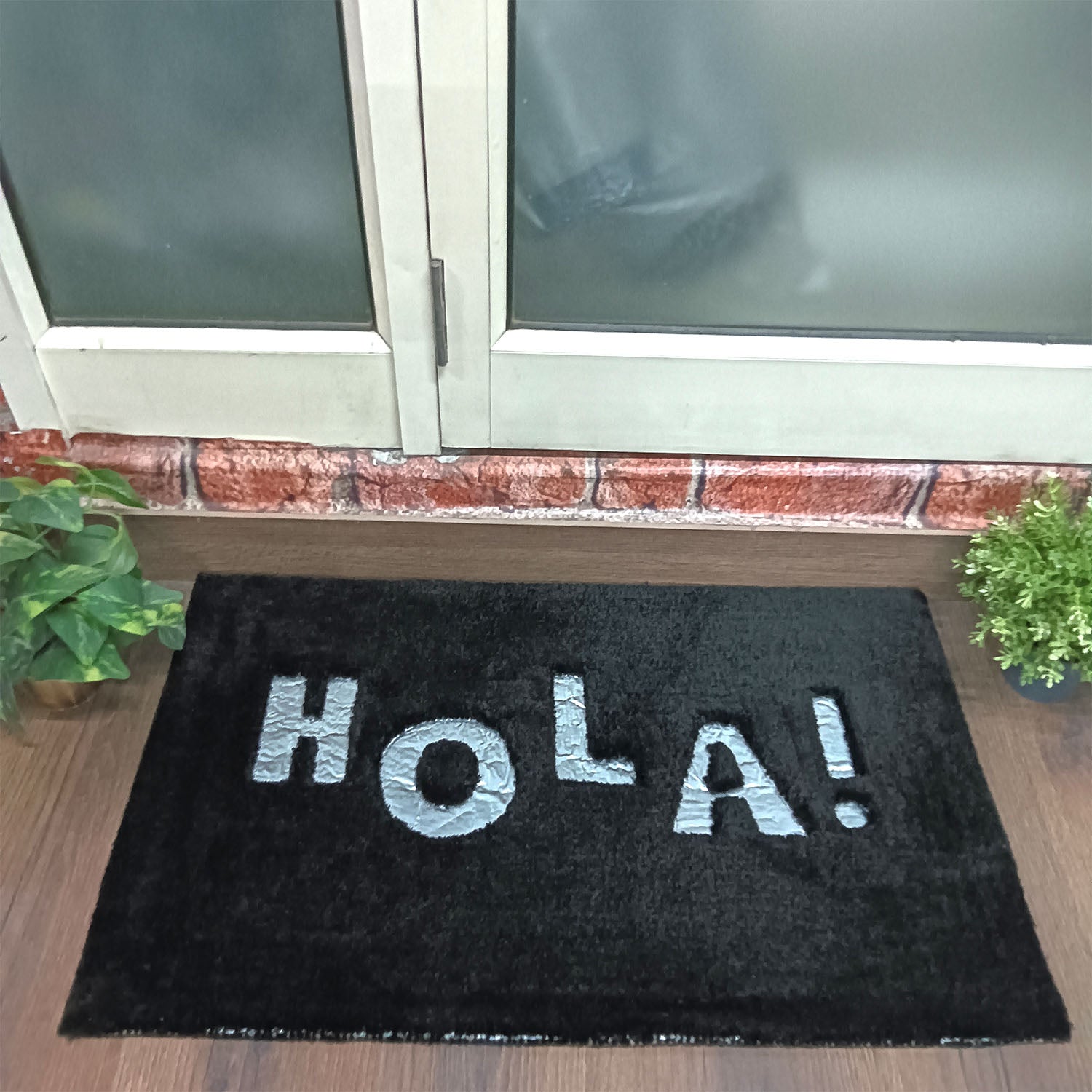 Avioni Divine Collection | Luxury Golden Touch Tufted Rug In "HOLA" (Spanish Greeting) Soft And Plush Handmade Door Mats | Pooja Mats | BathMats -45 cmsx 75 cms