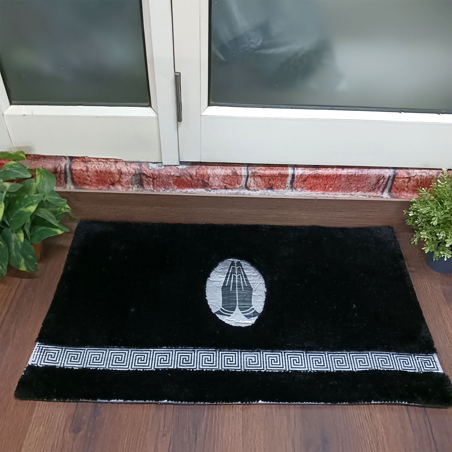 Avioni Divine Collection | Luxury Golden/Silver Touch Tufted Rug In Beautiful-Nameste Soft And Plush Handmade Door Mats | Pooja Mats | BathMats -45 cms x 75 cms