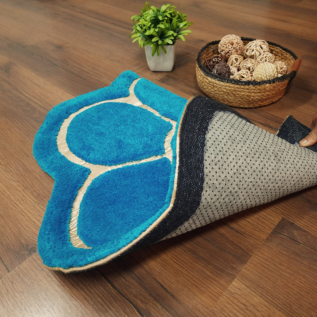 Avioni Divine Collection | Luxury Golden/Silver Touch Tufted Rug In Beautiful Flower Soft And Plush Handmade Door Mats | Pooja Mats | BathMats -45 cms x 75 cms