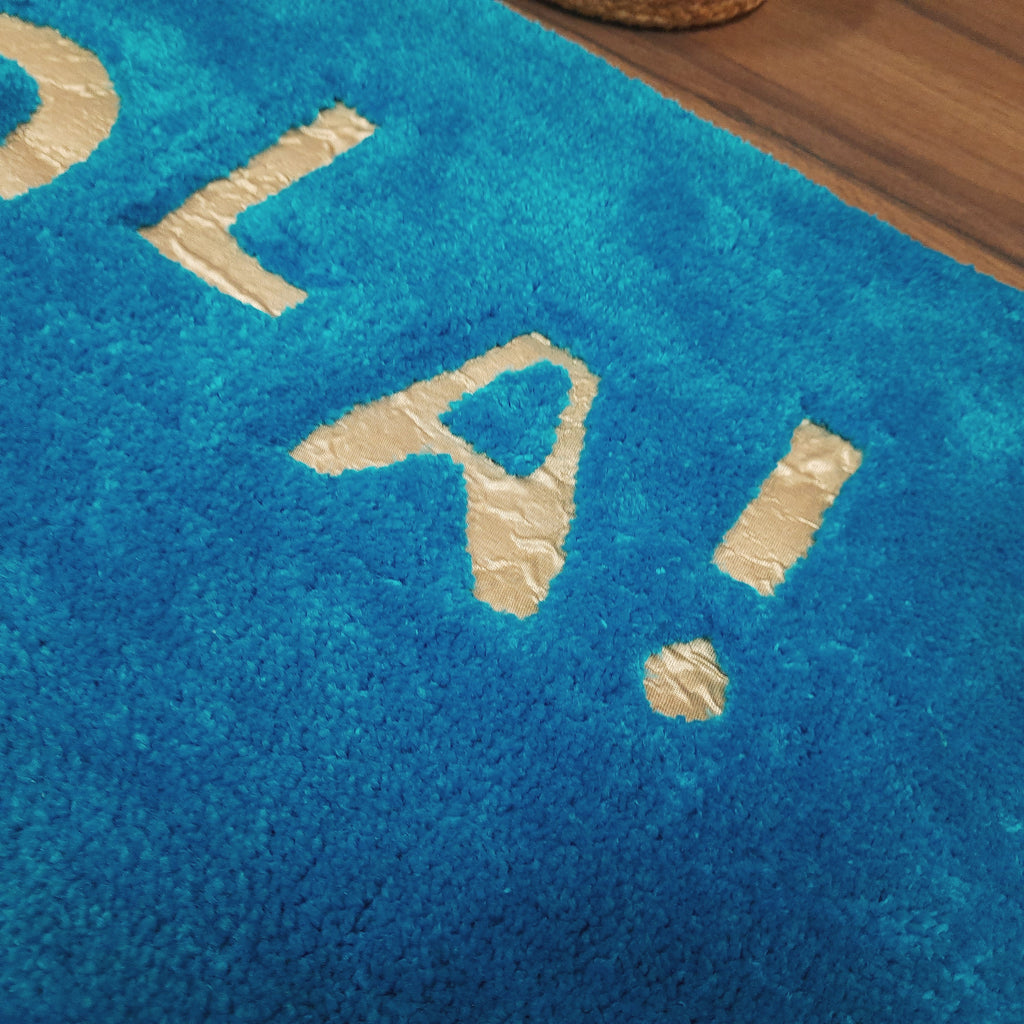 Avioni Divine Collection | Luxury Golden Touch Tufted Rug In "HOLA" (Spanish Greeting) Soft And Plush Handmade Door Mats | Pooja Mats | BathMats -45 cmsx 75 cms