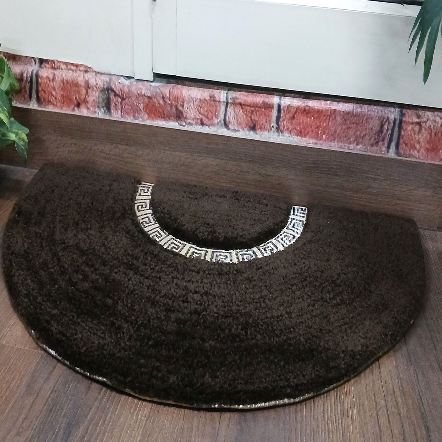 Avioni Divine Collection | Luxury Golden/Silver Touch Tufted Rug In Beautiful-D Shaped Soft And Plush Handmade Door Mats | Pooja Mats | BathMats -45 cms x 75 cms